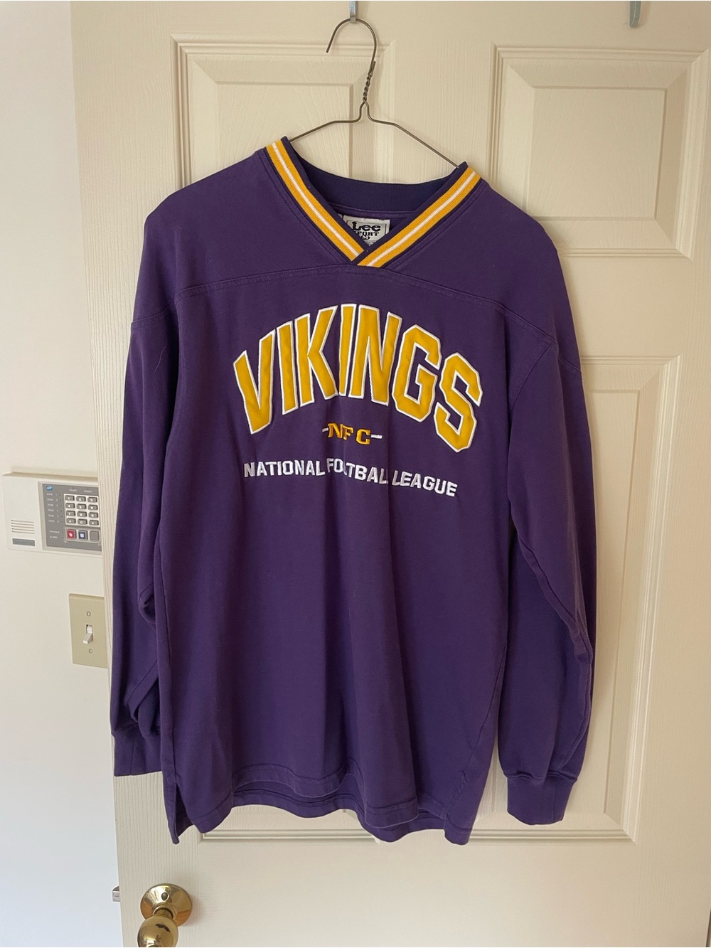 Lee Men's Purple V-Neck Vikings Pullover with Gold Trim